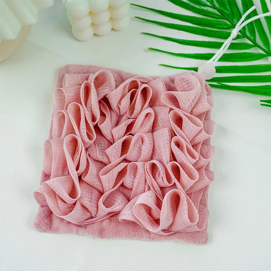 2-In-1 Bath Ball Towel Loofah with Drawstring Closure for Soap Soft Exfoliating Mesh Shower Sponge Skin Care Bathing Tool