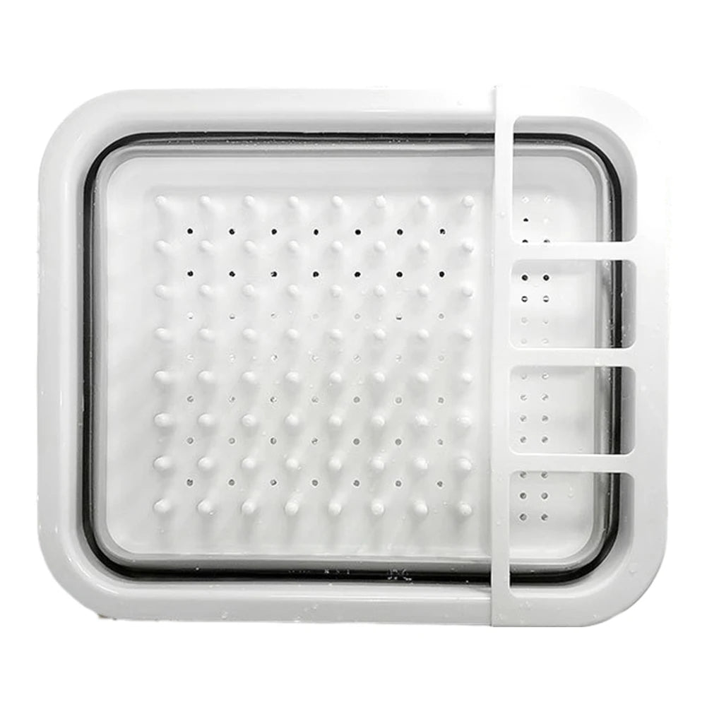 Collapsible Dish Drainer Space Saving Kitchen Storage Tray with Cutlery Divider Plastic Sink Drying Rack for Caravans Motorhomes