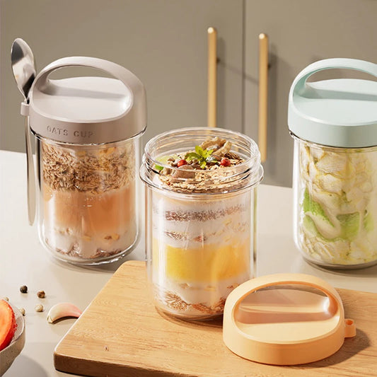 The Breakfast Buddy 430ML: Ultimate Leakproof Glass Container with Lid & Spoon